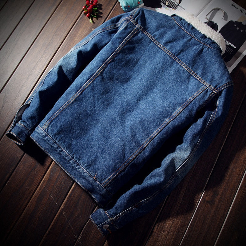 Jaqueta Jeans Overside Masculina Forroda em Lã