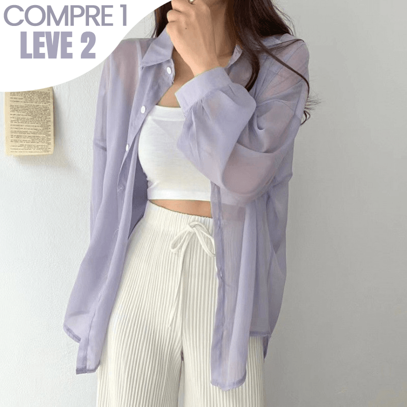 Camisa Chiffon Estilo Sobretudo/ Proteja-se do Sol (Promoção Compre 1, Leve 2)